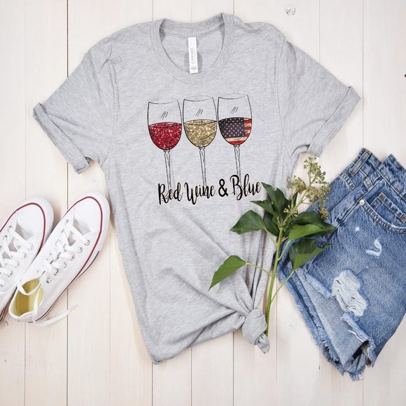 Red Wine & Blue Flag Wine Gllasses Handmade - Picture 2 of 4